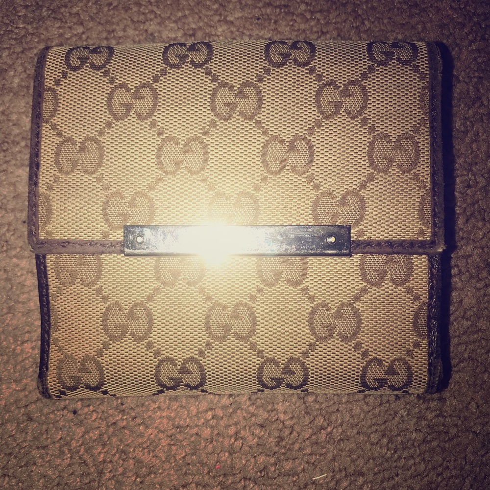 Brown and Tan leather Gucci wallet